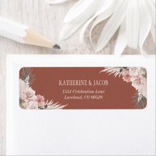 Étiquette Boho Blush rose Floral Mariage Adresse de retour