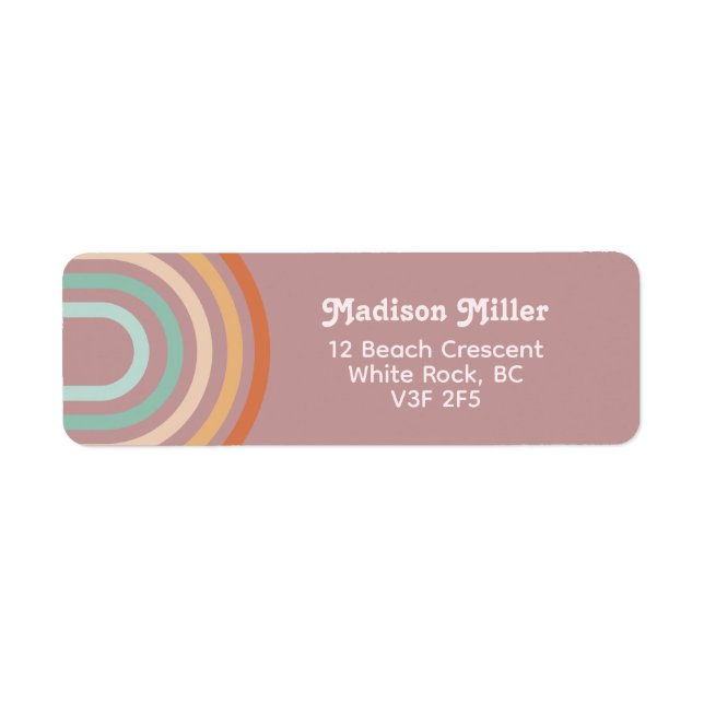 Étiquette Boho Bohemian Pastel Rainbow Mauve Arrière - plan (Devant)