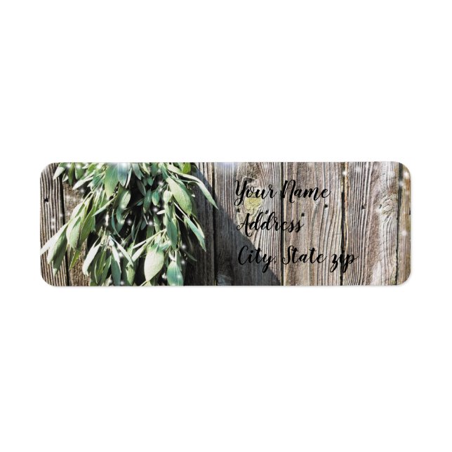 Étiquette Boho botanical herb leaves rustic Barn-wood  (Devant)