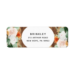 Étiquette Boho Botanical Rustic Wood Floral Adresse de retou