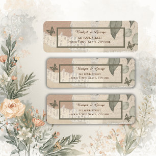 Étiquette boho brun chic verdure vintage mariage adresse