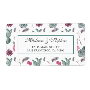 Étiquette Boho Cactus, Succulent & Floral - Mariage