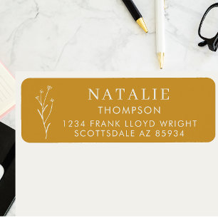 Étiquette Boho Chic Mustard Yellow Adresse de retour