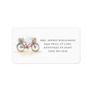 Étiquette Boho Chic Watercolor Classic Bike Adresse