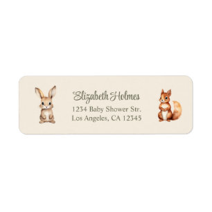 Étiquette Boho Cute Woodland Animaux Baby shower Adresse