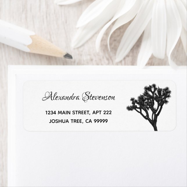Étiquette Boho d'arbre noir et blanc simple et moderne (En situation)