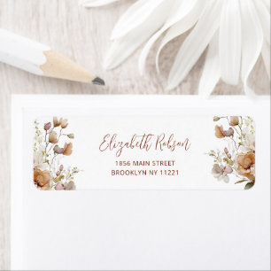 Étiquette Boho Fall Floral Baby shower Adresse de retour