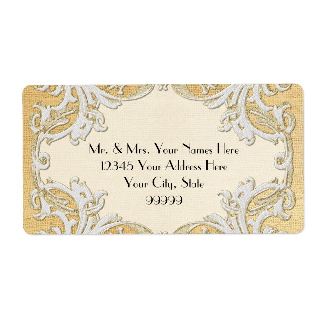 Étiquette BOHO Faux Burlap n dentelle gitane moderne style m (Devant)