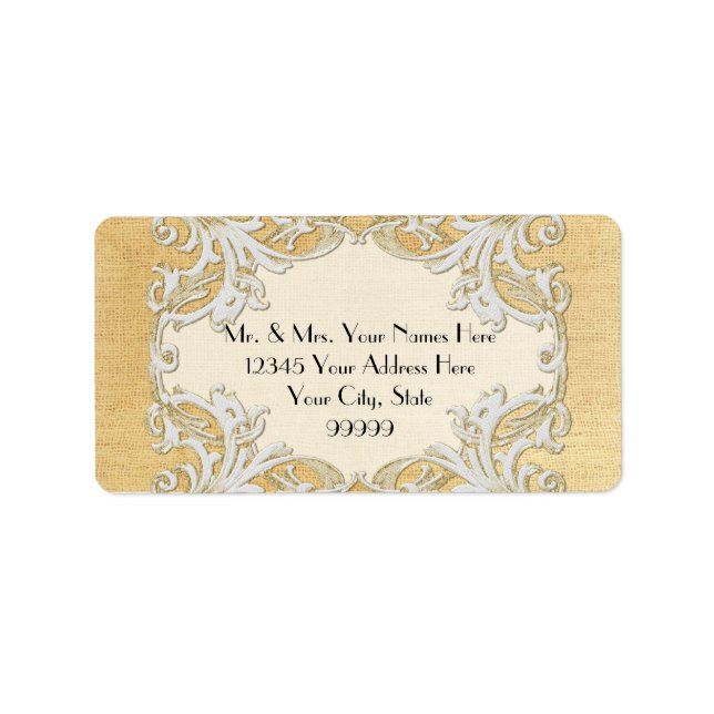 Étiquette BOHO Faux Burlap n dentelle gitane moderne style m (Devant)