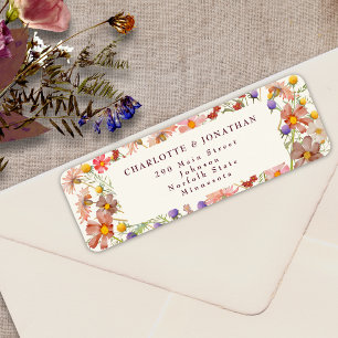 Étiquette Boho Fleur de Champ Florale Ivoire Bourgogne Maria