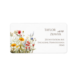 Étiquette Boho Fleur sauvage Beige Wedding RSVP Return Adres