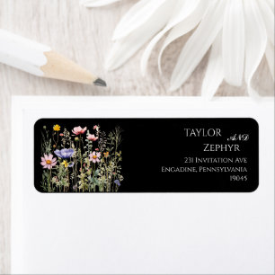 Étiquette Boho Fleur sauvage Beige Wedding RSVP Return Adres