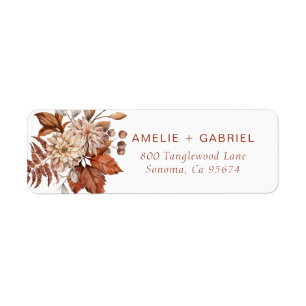 Étiquette Boho Fleurs d'automne Foliage Couple