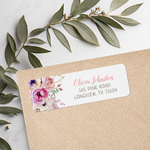 Étiquette Boho Floral Adresse de retour