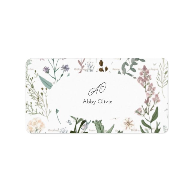 Étiquette Boho floral aquarelle simple (Devant)