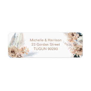 Étiquette Boho Floral Automne Moderne Retourner Adresse Mari