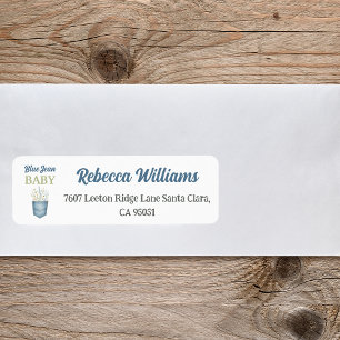 Étiquette Boho Floral Denim Pocket Blue Jean Baby shower