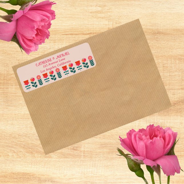 Étiquette Boho Floral Retro Lumineux Et Mariage Gras (Créateur téléchargé)