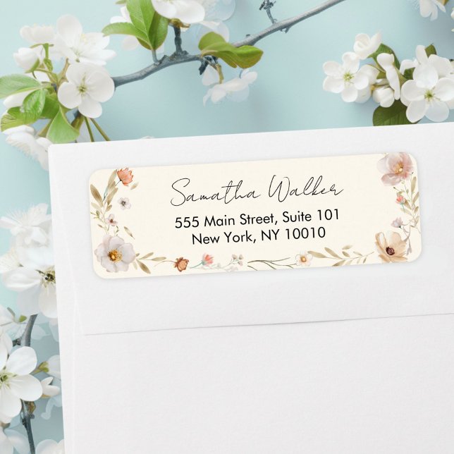 Étiquette Boho Flower Baby Shower  (Boho Flower Baby Shower Custom Adress Label)