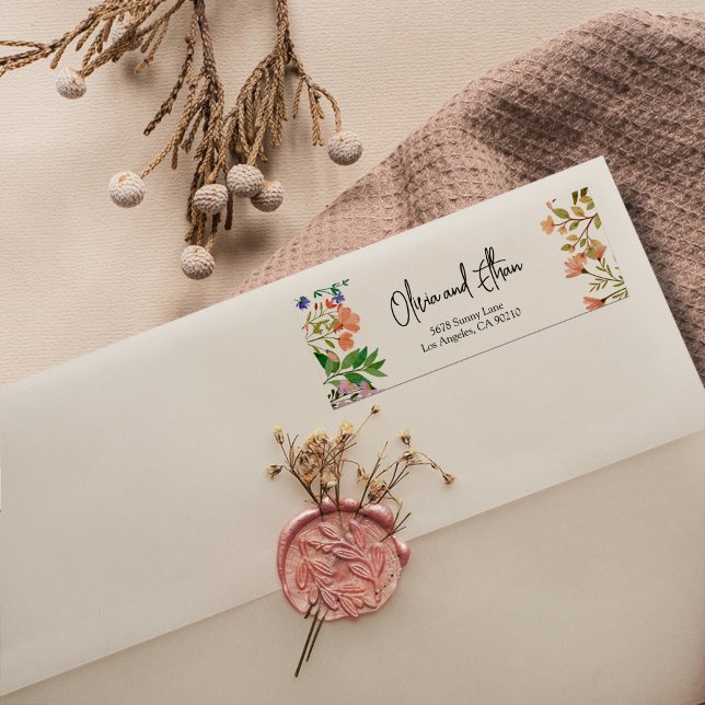 Étiquette Boho Garden of Fleur sauvage Adresse de retour Lab (Créateur téléchargé)