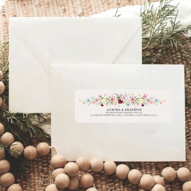 Étiquette Boho Garden Watercolor Wildflower Wedding  (Créateur téléchargé)