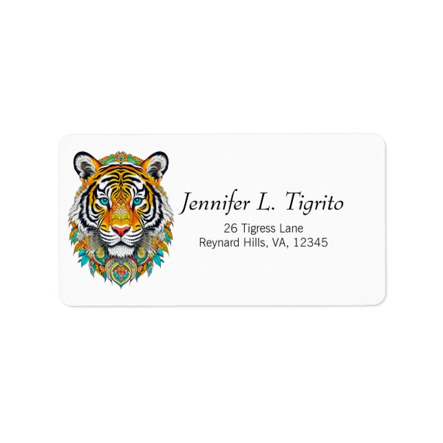 Étiquette Boho Hippie Floral Année du Tigre Art (Devant)