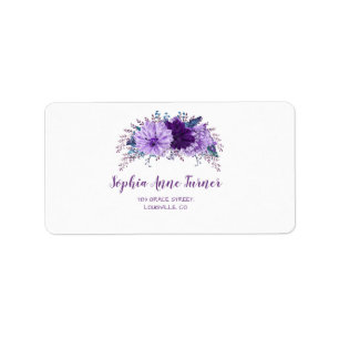 Étiquette Boho Lavender Floral Plum Purple Mariage Mariage