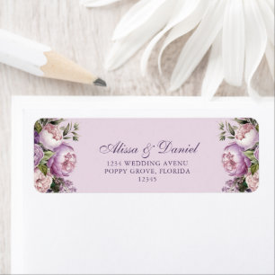 Étiquette Boho Lilac Peonies Adresse de retour