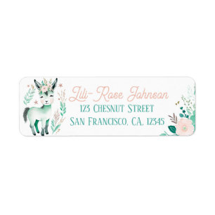 Étiquette Boho Mint Green Donkey Retourner l'adresse Étiquet