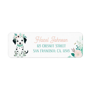 Étiquette Boho Mint Green Puppy Dalmatie Adresse de retour