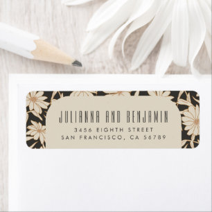 Étiquette Boho Modern Botanical Black Ivory Adresse de retou