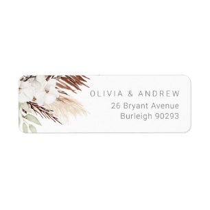 Étiquette Boho Modern Floral Mariage Adresse de retour