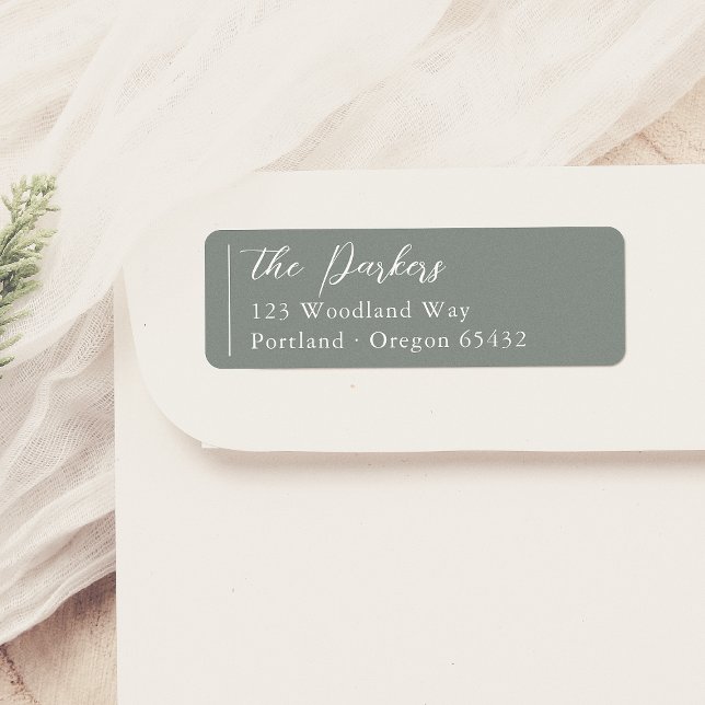 Étiquette Boho Modern Script Nom Sage Green (Créateur téléchargé)