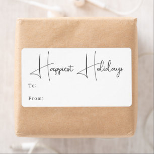 Étiquette Boho moderne Joyeux Vacances Cadeau rectangulaire
