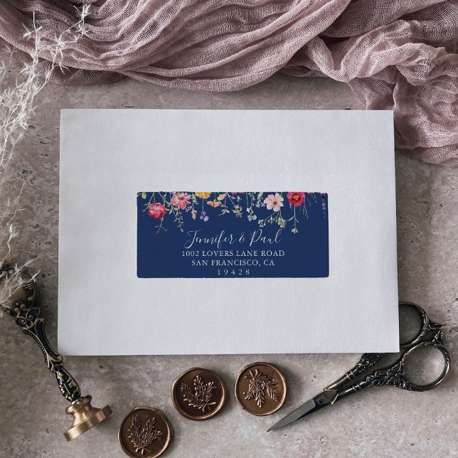 Étiquette Boho Multicolor Fleur sauvage mariage RSVP Adresse (Créateur téléchargé)