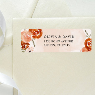 Étiquette Boho orange rustique Mariage d'aquarelle