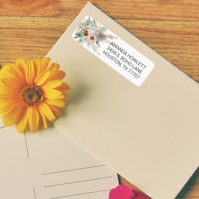 Étiquette Boho Pampas Grass Floral Bouquet Aquarelle (Créateur téléchargé)