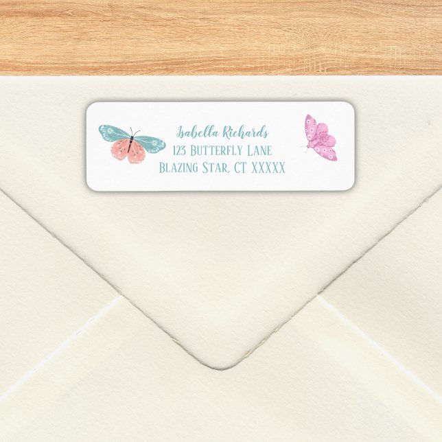 Étiquette Boho Papillons Floraux Magnifiques (Créateur téléchargé)