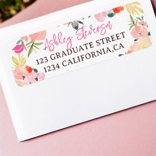 Étiquette Boho printemps rose jardin fleuri graduation