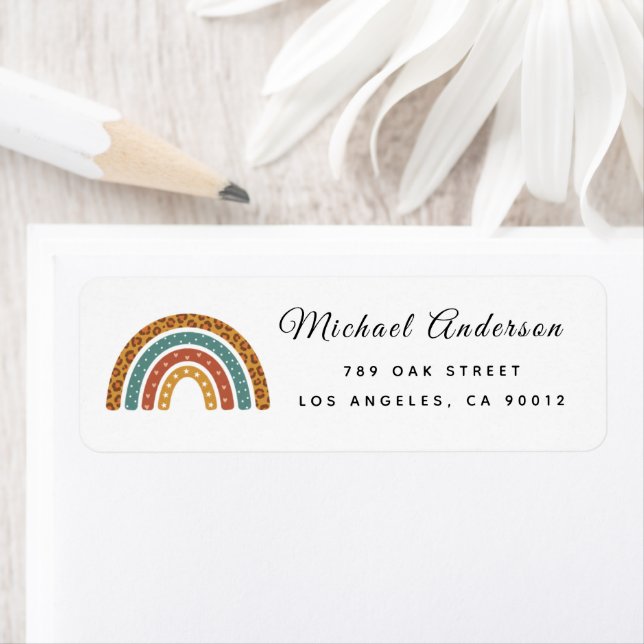 Étiquette Boho Rainbow Baby Shower Return Address Label (En situation)