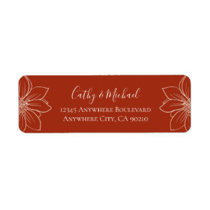 Étiquette Boho rouge moderne floral mariage chinois