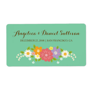Étiquette Boho Rustic Floral Wreath Mariage (Monnaie)