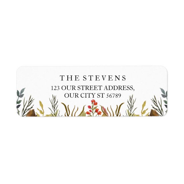 Étiquette Boho Rustique Animaux Aquarelle Mariage de feuilla (Devant)