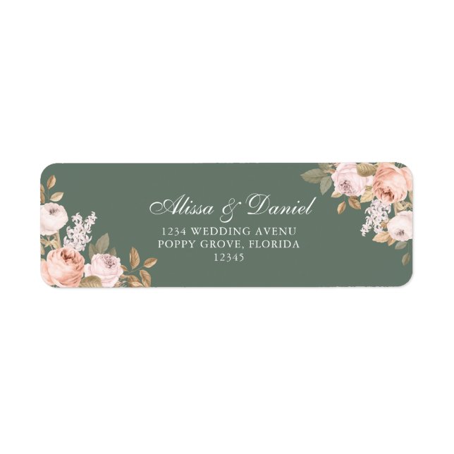 Étiquette Boho Sauge Vert Pivoines Adresse de l'expéditeur (Devant)