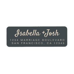 Étiquette Boho Script Black Ivory Mariage Adresse de retour