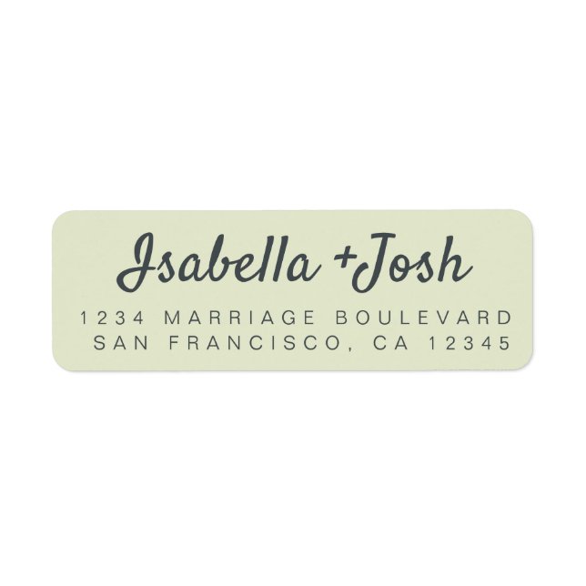 Étiquette Boho Script Pastel Green Mariage Adresse de retour (Devant)