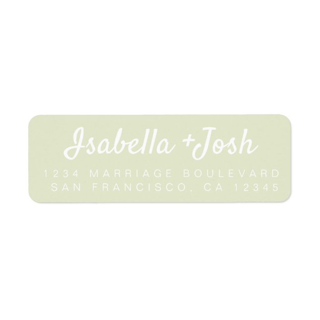 Étiquette Boho Script Pastel Green Mariage Adresse de retour (Devant)
