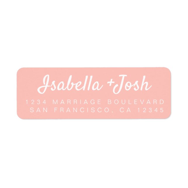 Étiquette Boho Script Pastel Mariage rose Adresse de retour (Devant)