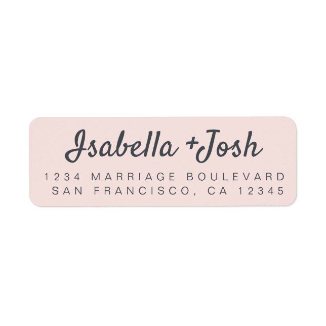 Étiquette Boho Script Pastel Mariage rose Adresse de retour (Devant)