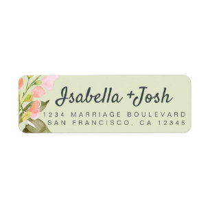 Étiquette Boho Script rose Floral Mariage Adresse de retour
